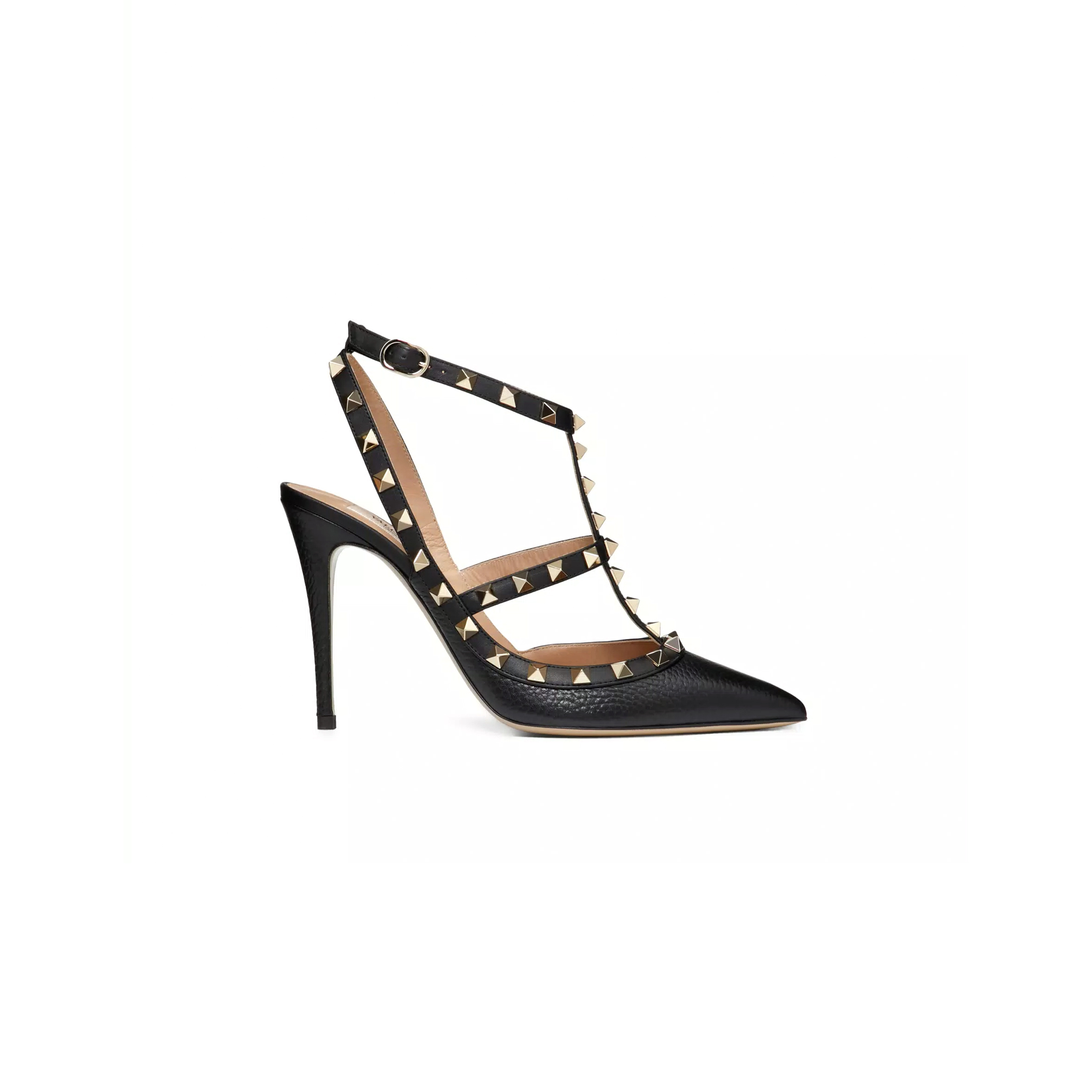 VALENTINO ROCKSTUD GRAINY LEATHER ANKLE STRAP PUMP 100 MM 5W2S0393VCE_0NO VALENTINO ROCKSTUD GRAINY LEATHER ANKLE STRAP PUMP 100 MM 5W2S0393VCE_0NO